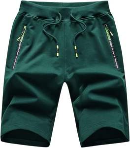 <b>Men's</b> 100% Cotton Workout Casual <b>Shorts</b> <b>with</b> <b>Zipper</b> <b>Pockets</b> and Elastic Waist Solid Pattern Eco-Friendly Plain Dyed - Product Image 5