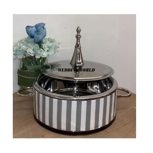 Ensemble de deux casseroles en métal Meilleure qualité Casserole design faite à la main Forme ronde Chauffe-plat en métal en gros - Product Image 3