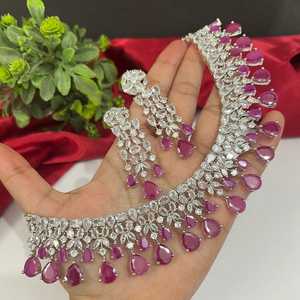 Alta calidad elegante diseño de flor Rosa mujeres fiesta compromiso circón collar pendiente pulsera nupcial boda joyería conjunto - Product Image 2