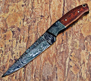 Couteau de chasse en acier damassé fait à la main couteau Skinner couteaux à lame fixe manche en bois - Product Image 5