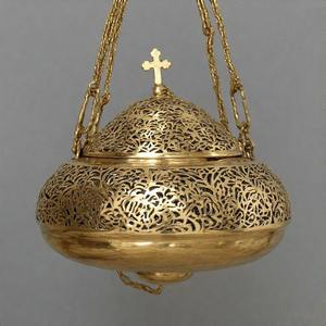 Quemador de incienso de latón colgante de Aura Celestial DivineFume de vaticanMist, incensario de acabado antiguo para rituales de la Iglesia y adoración sagrada - Product Image 6