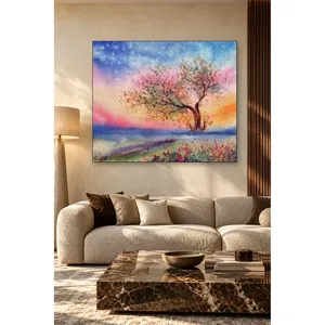 Impresión en lienzo de árbol en acuarela de Fida bajo cielo rosa - Product Image 5