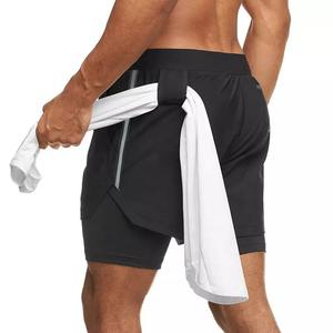 High Quality Sporty Solid 2 in 1 Quick Drying Breathable Mesh <b>Compression</b> Gym Training <b>Shorts</b> for <b>Men</b> - Product Image 4