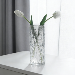 Jarrón de Vidrio Texturizado Estilo Glaciar Nórdico, Cilíndrico, para Flores Hidropónicas, Decoración de Mesa, Sala de Estar, Bodas, Hoteles, Venta al Por Mayor - Product Image 1