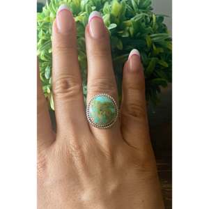 Sonoran Mountain <b>Turquoise</b> Sterling Silver <b>Ring</b> Size 8.5-Boho Geometric Statement Jewelry for Everyday Wear - Product Image 2