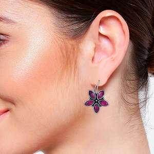 Indian <b>Fashion</b> Jewelry Oxidized Crystal Floral Faux Pearl Drop Hook Bridal Earrings Set Indian Wholesaler <b>Jewellery</b> for Women - Product Image 3