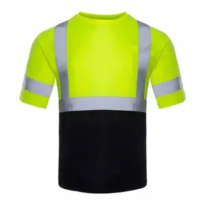 Breathable Quick Dry Pique High Visibility Reflective Safety T Shirts hi vis t shirts black and yellow