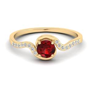 Anillo Solitario de Oro Sólido de 14K con Granate de Corte Redondo de 0.5 Quilates, Certificado IGI, Anillo de Compromiso con Diamante, Joyería de Lujo REYES - Product Image 6