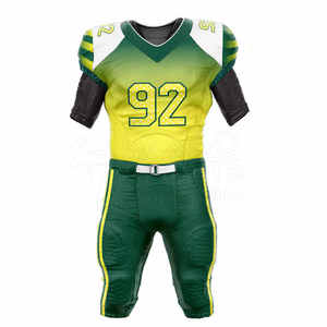 Conjunto de Uniforme de Fútbol Americano para Hombre, Degradado Verde Amarillo 92, Sublimado, Cuello en V, Manga Corta, Jersey Ajustado que Absorbe la Humedad y Pantalones - Product Image 1