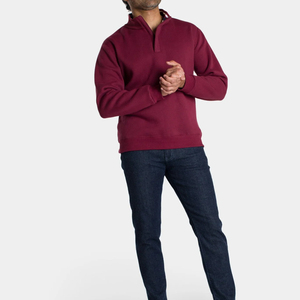 Vente en gros de sweatshirt à demi-fermeture éclair 100% coton pour hommes pull durable et durable avec col montant et broderie pour l'hiver - Product Image 5