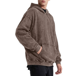 OEM personalizado de alta calidad Streetwear en blanco pulóver con capucha de gran tamaño Vintage lavado ácido sol desteñido 100% algodón hombres sudaderas con capucha ajuste suelto - Product Image 4