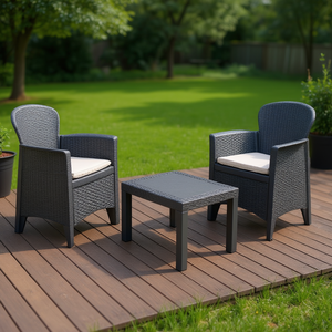 Ensemble de meubles de jardin AKITA 2 places en polypropylène anthracite, élégant, par Progarden - Product Image 3