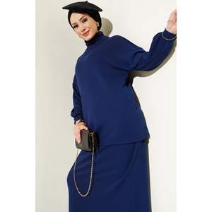 ชุดผ้าลูกฟูกคอเต่าครึ่งหนึ่ง2ชิ้นสีกรมท่า - Product Image 4