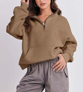 Chaqueta de Yoga para Mujer al por Mayor 2025, Manga Larga, Holgada, de Felpa, con Media Cremallera, Transpirable, Ligera, Sudadera Corta con Capucha para Otoño - Product Image 3