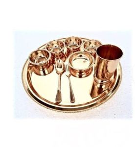 Vaisselle ethnique en bronze Kansa, ensemble d'assiettes à manger ayurvédiques traditionnelles pour la maison, la cuisine, le restaurant, le mariage indien et les fêtes - Product Image 1