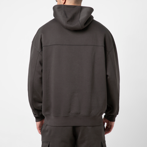 เสื้อฮู้ดดี้ผู้ชายแบบเรียบง่าย ดีไซน์ตามสั่ง ผ้าฝ้ายฟลีซหนานุ่ม เสื้อกันหนาวแบบสวมหัว ทรงหลวม ไหล่ตก - Product Image 3