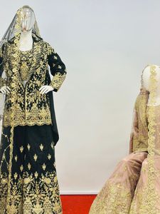Winter Pakistani Bride Collection Jarkan Stone <b>Cot</b> Dress Heavy Bridal Blazer Net Lehenga Dupatta 9 Colors 5 Designs - Product Image 6