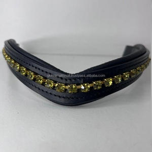 Banda de cuero con diseño personalizado para cejas, banda de piel acolchada con diseño vacío, con incrustaciones de cristales verdes de roble, mega banda ostentosa, precio al por mayor - Product Image 4