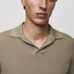 Logo brodé personnalisé 100% coton respirant Automne Hiver Col rabattu Col en V Manches courtes Couleur unie Léger Homme - Product Image 2