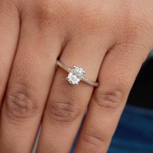 Moissanite Oval Solitaire Single Stone <b>Silver</b> Ring <b>Top</b> Selling Prong Setting Moissanite Ring for Graduation Gift - Product Image 5