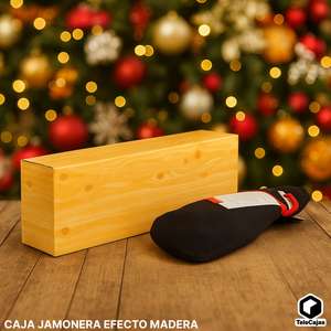 Boîte à jambon en bois avec effet décoratif, 89x13x27 cm, poignée intégrée et double rabat, pour cadeaux de Noël gastronomiques - Product Image 2