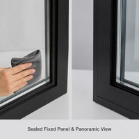 Fenêtre fixe en aluminium à rupture de pont thermique, grand panneau de verre trempé isolé pour façade