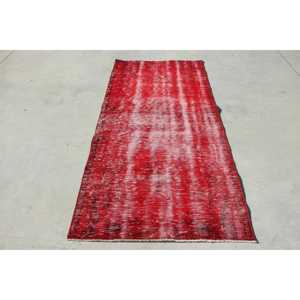 พรมวินเทจสไตล์ตุรกี ขนาด 3.4x7.3 ฟุต พรมลายสัตว์สีแดงดำ - Product Image 1