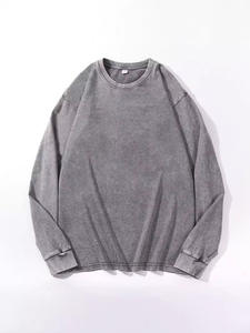 เสื้อสเวตเชิ้ตโอเวอร์ไซส์ผ้าฝ้ายแท้ 100% สไตล์วินเทจ ลุคยุ่งๆ สีดำ สำหรับผู้ชาย - Product Image 5