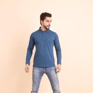 Premium 100% Cotton Soft & Stylish <b>Polo</b> Neck Regular Fit Full <b>Sleeves</b> (Petrol) T <b>Shirt</b> <b>for</b> <b>Men</b> - Product Image 1