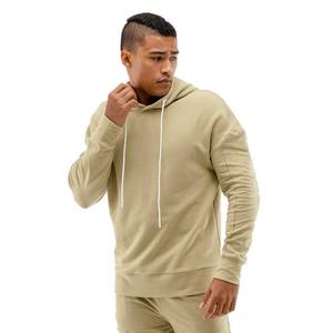 Jersey con capucha de talla grande para hombre, sudadera de gimnasio, chándal de lana de manga larga para deportes de otoño, bordado liso de poliéster/algodón - Product Image 1