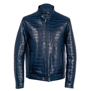 เสื้อแจ็กเก็ตหนังจระเข้หนังวัวแท้ลายนูนสำหรับผู้ชาย - Product Image 1