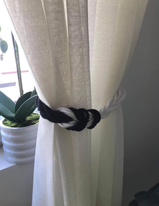 Corbata de cortina de cuerda de algodón blanco y negro Tieback Reef Twisted Rope Curtain Tiebacks Embrace Cord Ties - Product Image 2