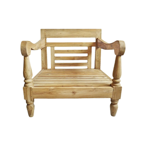 Mobilier classique de fauteuil de jardin en teck avec pieds tournés et design d'accoudoir incurvé - Product Image 1