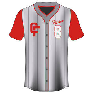 Maillot de baseball personnalisé en gros, respirant, léger, à boutons, à rayures - Product Image 1