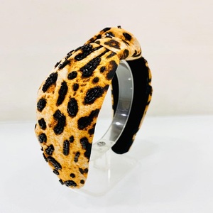 Beaded <b>Headband</b> Leopard Print Beaded Collection Indian Handmade Designer Seed Bead Hand Jeweled Top Knotted Hair Accessory - Product Image 5