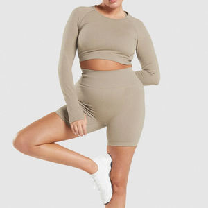 Nueva llegada de la mejor calidad sin costuras conjunto de yoga para las mujeres al por mayor de entrenamiento gimnasio conjuntos de correr Fitness mujeres conjunto de 2 piezas - Product Image 3