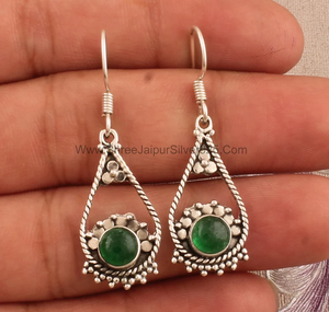 ต่างหูแบบห่วงสำหรับสตรีสีเขียวตัดเป็นพลอยสีเงินสเตอริ่ง925แบบห่วง - Product Image 2