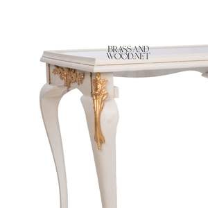 Classic <b>White</b> and Gold <b>Nesting</b> Service <b>Table</b> Set with Elegant Mirror Tops and Decorative Carved Details for Luxury Home Décor - Product Image 2