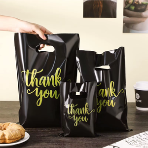 HDPE/ LDPE Glossy Die Cut Shopping <b>Bags</b> Plastic Merchandise Carrier <b>Bags</b> PE Side Gusset <b>Bag</b> Gravure Printing - Product Image 4