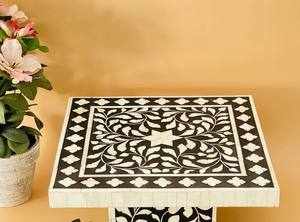 Premium fait à la main écologique incrustation d'os forme carrée taille personnalisée motif floral artistique gâteau support meubles pour salon - Product Image 2