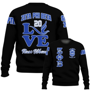 Felpa Blu con Collo Tondo Zeta Phi Beta 1920 Sorority Abbigliamento Greco Femminile Pullover Ricamato - Product Image 6