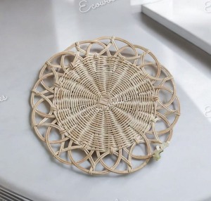 Plato de cargador de ratán redondo Floral hecho a mano artesanal, mantel de ratán Natural para comedor elegante para Decoración de mesa de restaurante - Product Image 3