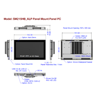 Panneau PC HMI avec télécommande IR, écran tactile FHD 21,5 pouces 1920x1080, stockage SSD+HDD, processeur Intel, aluminium, garantie 1 an, noir/argent
