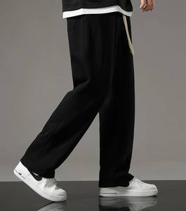 กางเกงวอร์มขาบานสำหรับผู้ชายกางเกงโอเวอร์ไซส์เปล่าขาตรงใส่สบาย - Product Image 4