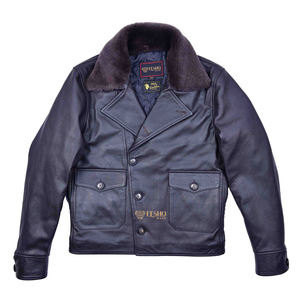 Fivestar 1940s แจ็คเก็ตหนังสไตล์ย้อนยุคสำหรับผู้ชายแจ็คเก็ตหนังครึ่งเข็มขัดหนังแพะแท้สไตล์วินเทจ gunrunner เสื้อนอกคลาสสิก - Product Image 4