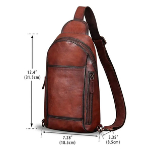 100% Custom Leather Material Sling <b>Bag</b> Custom Logo Leather <b>Bags</b> <b>Messenger</b> Chest <b>Bags</b> for Men Women - Product Image 4
