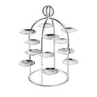 Support à pâtisserie en métal argenté au design fabuleux, support à dessert, support à gâteau au chocolat, support à pizza, support de présentation à 4 niveaux, poli miroir
