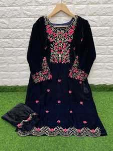 Traje Salwar de mujer de trabajo con bordado pesado de último diseñador para fiesta Festival por Fab Zone - Product Image 3