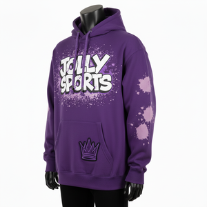 <b>Men</b> Pullover <b>Hoodie</b> Heavyweight 380 GSM Soft Cotton Blend Fleece <b>Purple</b> Acid Wash Custom Print Logo Basics <b>Hoodie</b> - Product Image 4