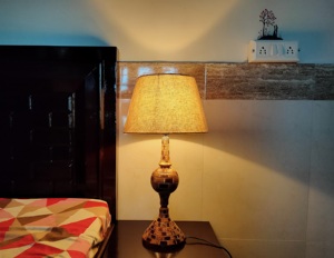 Handmade Wooden <b>Table</b> Lamp With Bamboo Shade Round Base Home Decoration Craft - Product Image 4